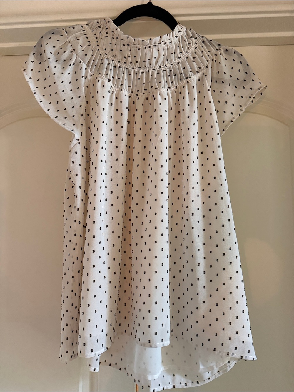LOFT White Blouse with Black Dot Print